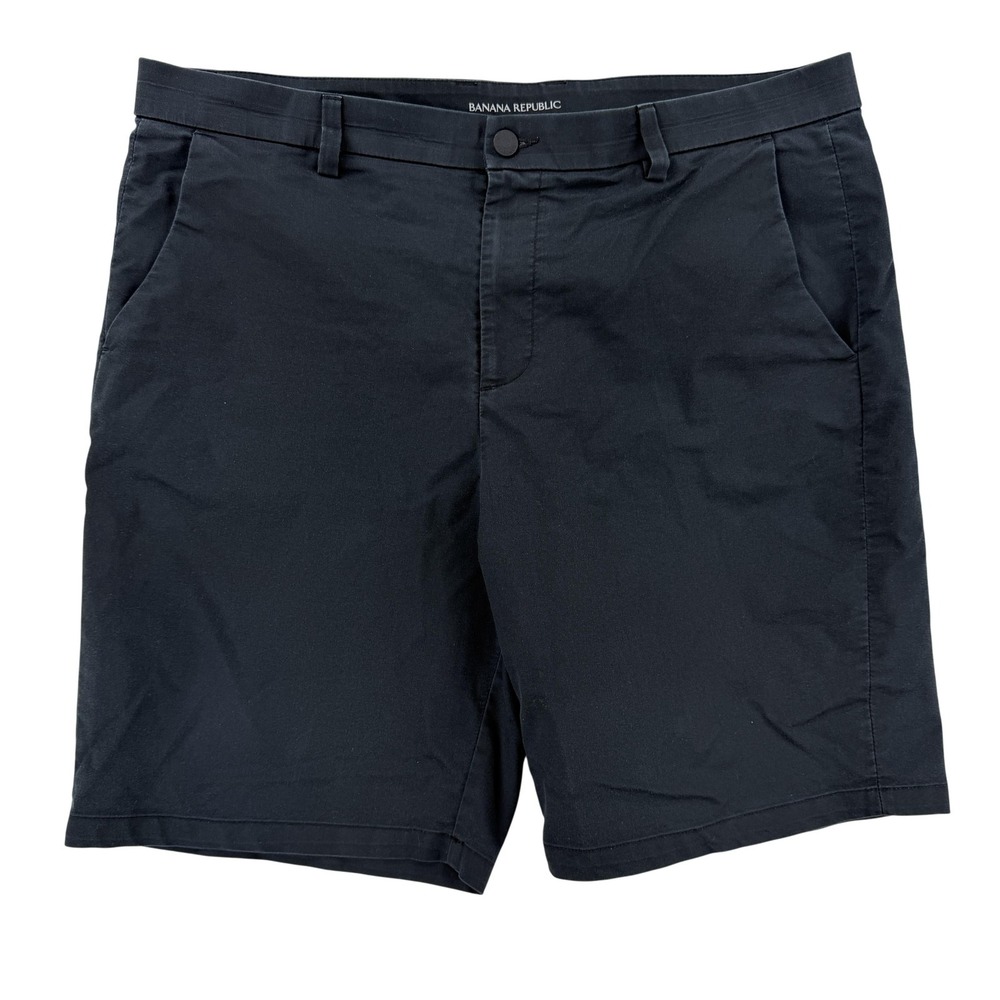 Banana Republic Shorts Mens 38 Black Chino Stretch Flat Front Athletic Casual